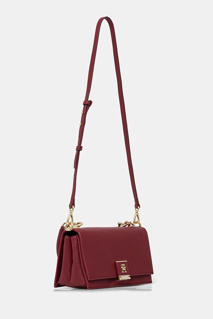 Tommy Hilfiger torebka crossbody damska z imitacji skóry AW0AW17216 bordowy SS26
