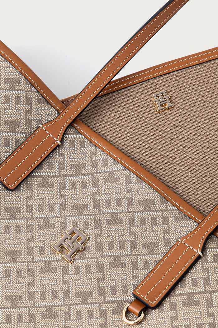 Torebka shopper damska Tommy Hilfiger AW0AW17416 beżowy