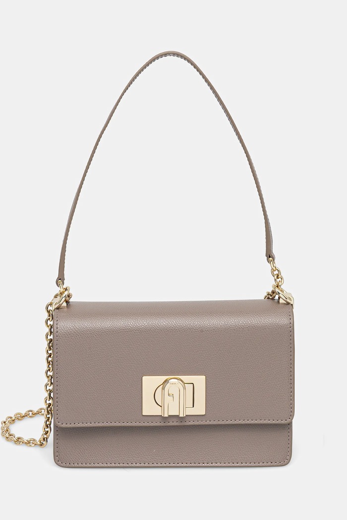 Furla poșetă de piele uni gri BAFKACO.ARE000.2572S