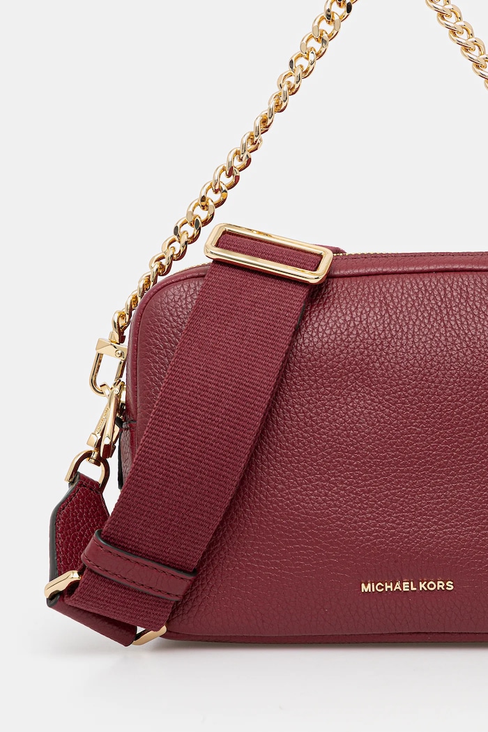 Geantă crossbody pentru femei din piele MICHAEL Michael Kors 32S5GYTC5L burgundia