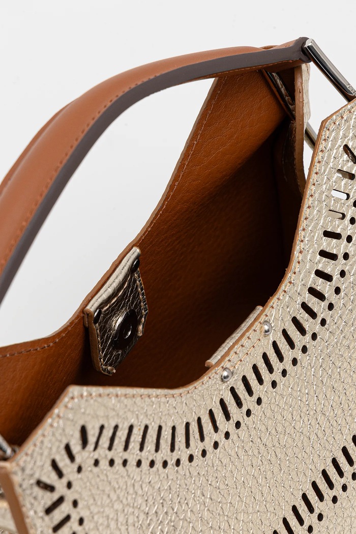 Geantă de piele AURORA Gianni Chiarini aur BS.11535.RNGDBLSR