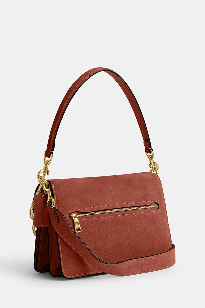 Akcesoria Coach Suade Chain Tabby Shoulder Bag torebka damska zamszowa CAN13 brązowy