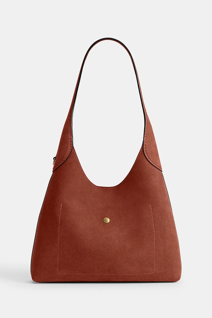Coach чанта дамска от велур Brooklyn Shoulder Bag 28 CW637 кафяв SS26