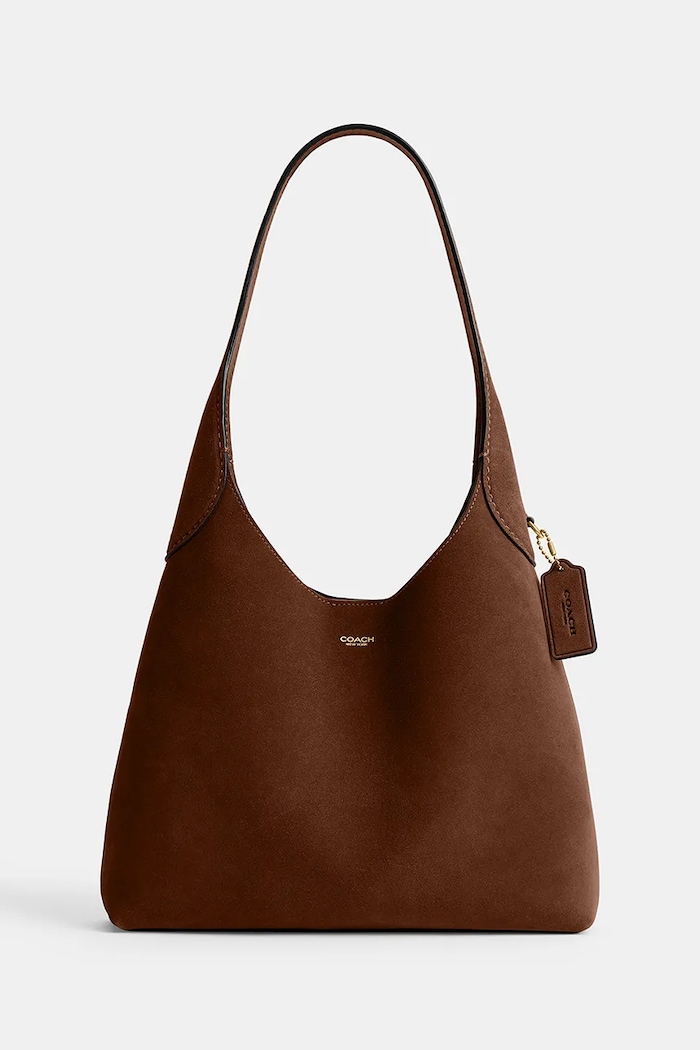 Coach Brooklyn Shoulder Bag 28 geantă de femei din piele întoarsă piele întoarsă maro CW637