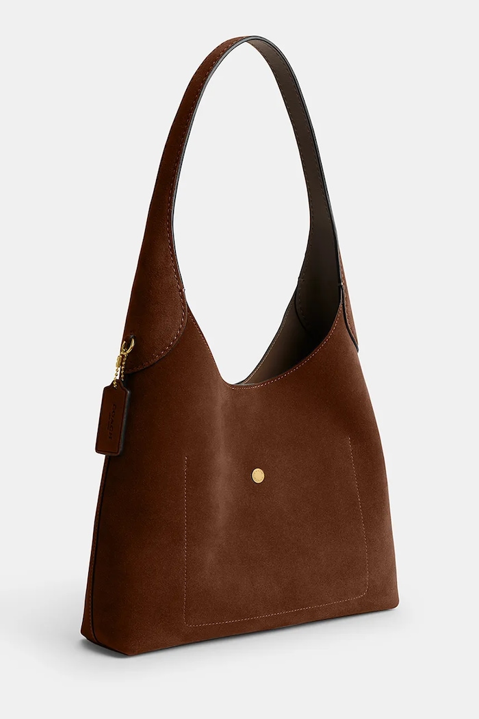 Accesorii Coach Brooklyn Shoulder Bag 28 geantă de femei din piele întoarsă CW637 maro