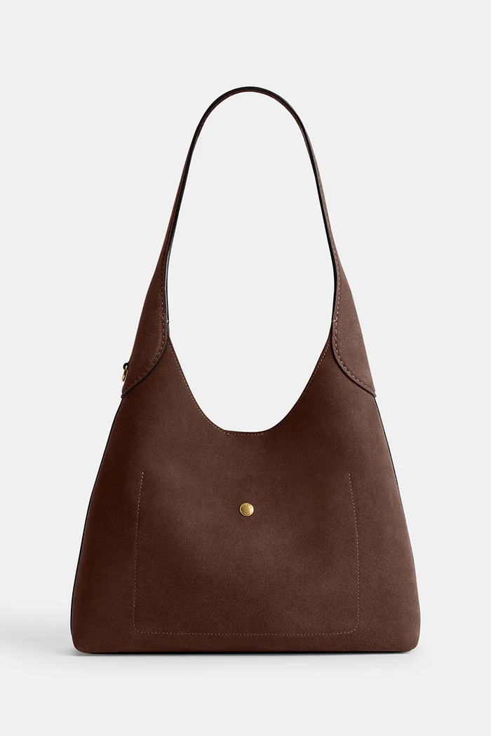 Coach Brooklyn Shoulder Bag 28 torebka damska zamszowa CW637 brązowy SS26