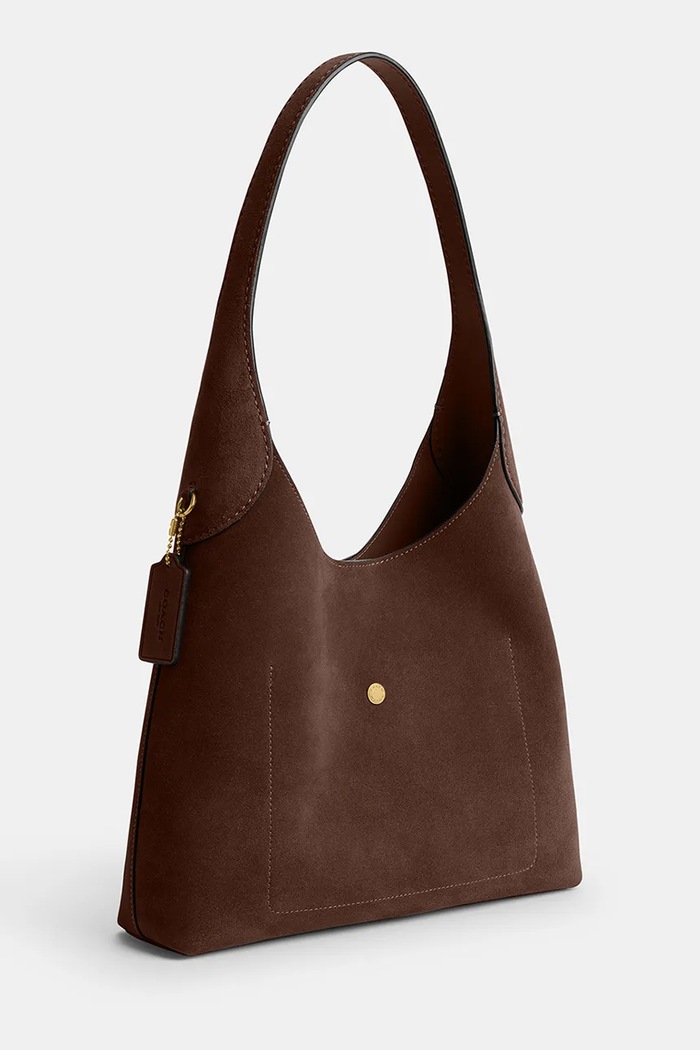 Akcesoria Coach Brooklyn Shoulder Bag 28 torebka damska zamszowa CW637 brązowy