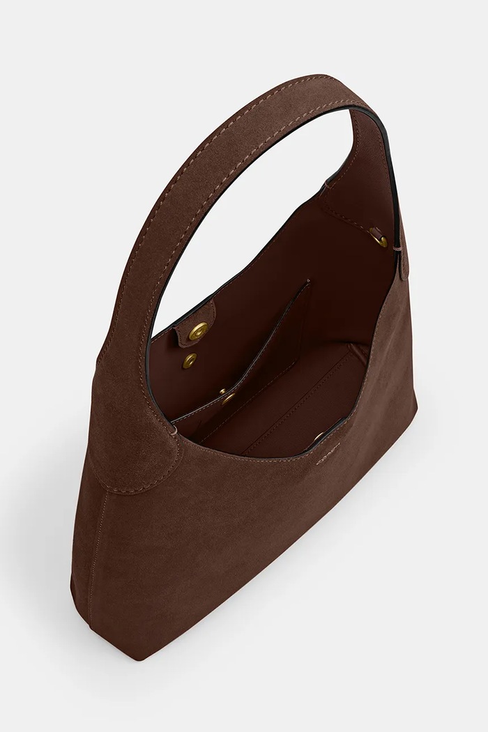 Coach Brooklyn Shoulder Bag 28 torebka damska zamszowa CW637 brązowy