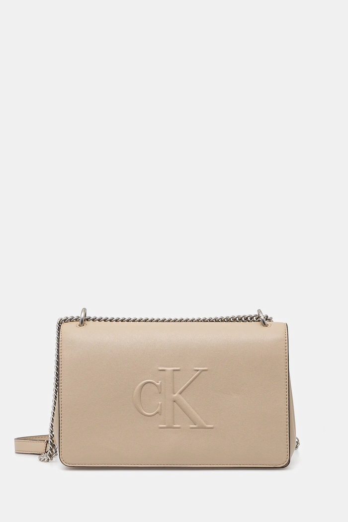 Kabelka Calvin Klein Jeans hladký béžová LV04K3035G