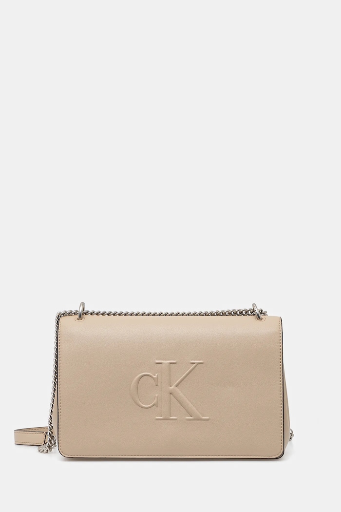 Kabelka Calvin Klein Jeans hladký béžová LV04K3035G