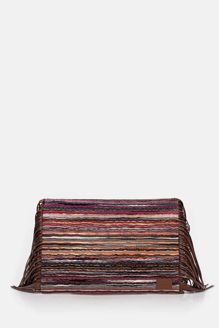 Τσάντα Missoni Clutch Fringes λείο δέρμα καφέ MI10064F.084