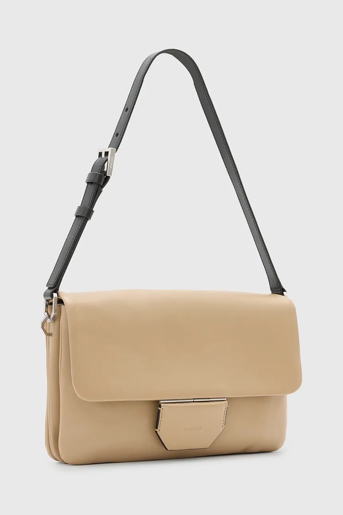 Kožna torba AllSaints ONDINE W094XC bež SS25