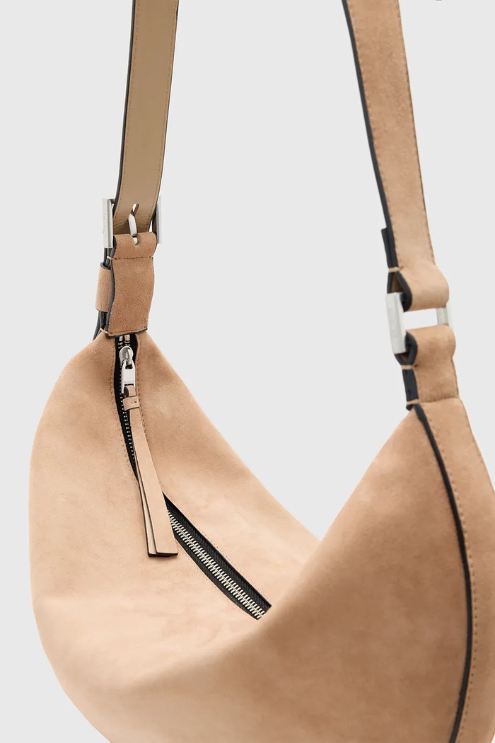 Torba od brušene kože AllSaints HALFMOON W098XC
