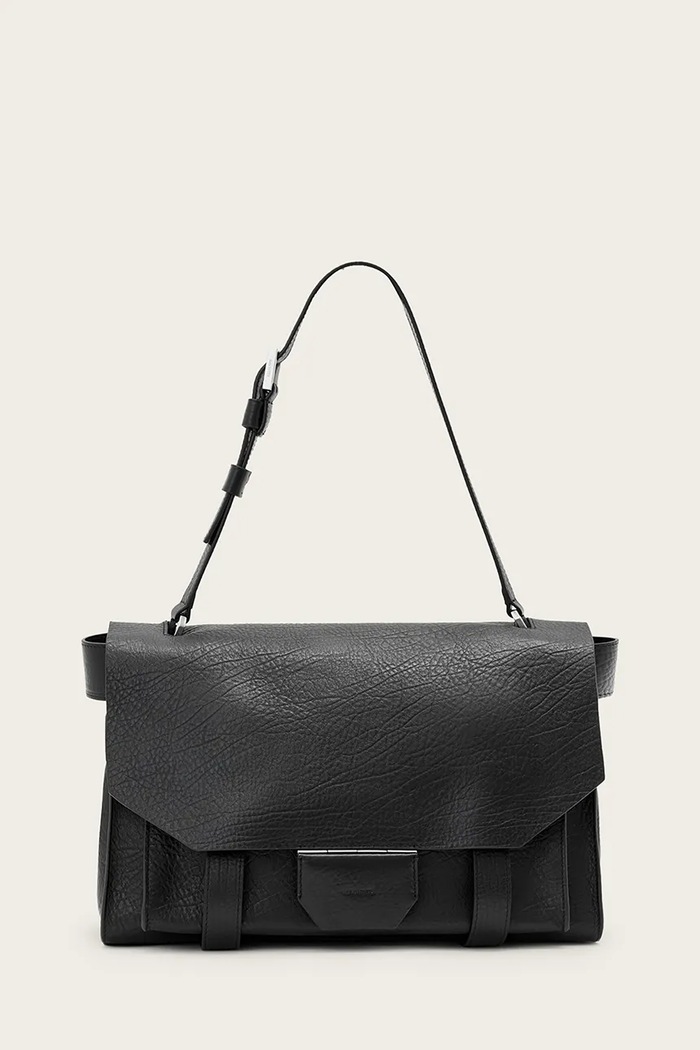 AllSaints Torebka skórzana URSA czarny W115XC