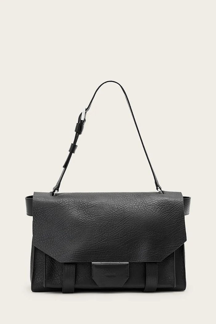 AllSaints Torebka skórzana URSA czarny W115XC