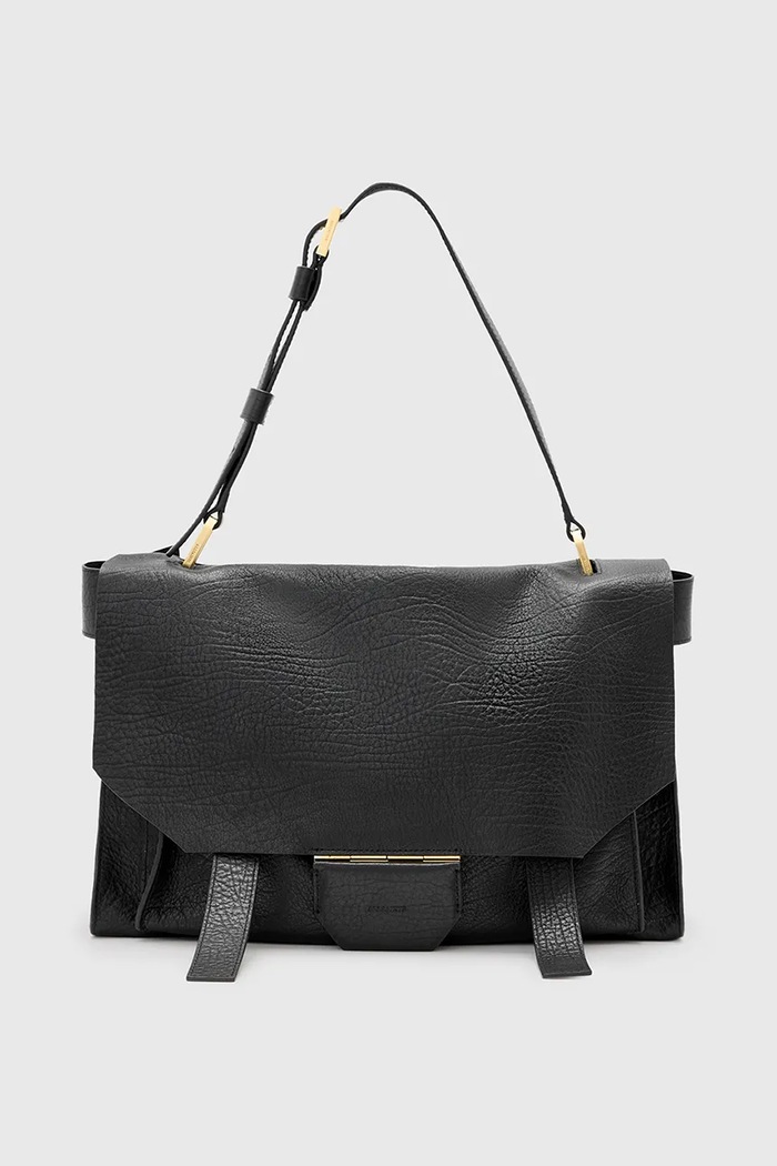 Kožená kabelka AllSaints URSA usňová koža čierna W115XC