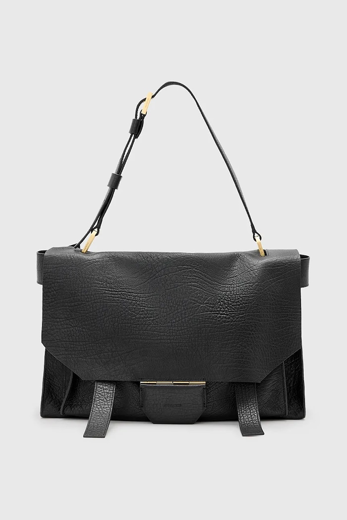 Kožená kabelka AllSaints URSA usňová koža čierna W115XC
