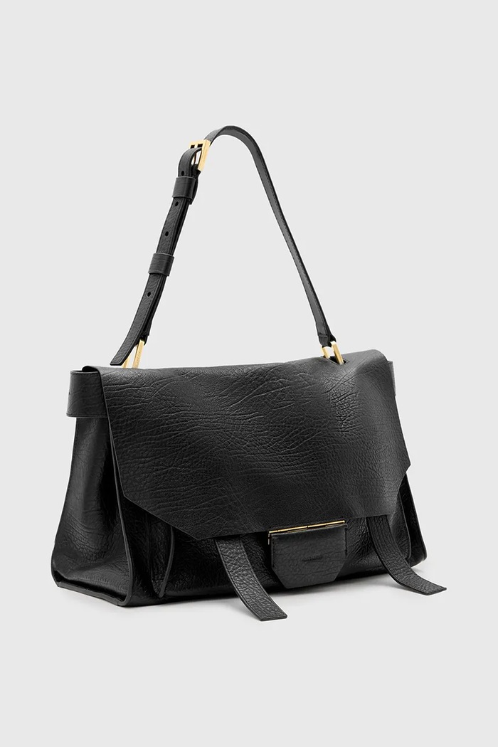 Kožená kabelka AllSaints URSA W115XC čierna SS26
