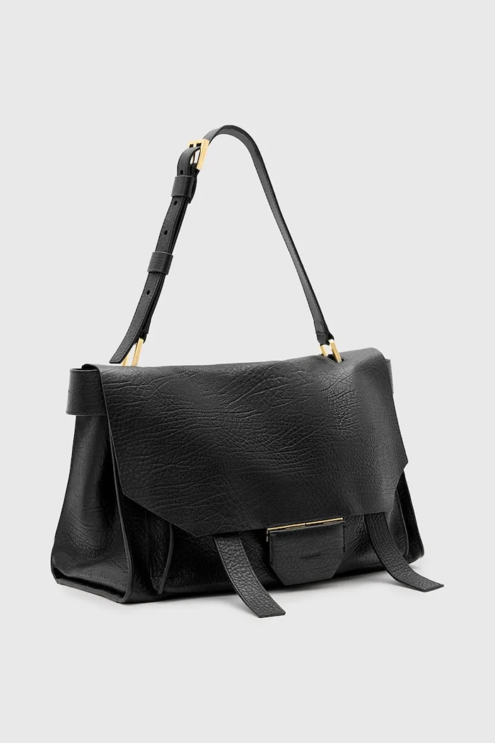 Kožená kabelka AllSaints URSA W115XC čierna SS26