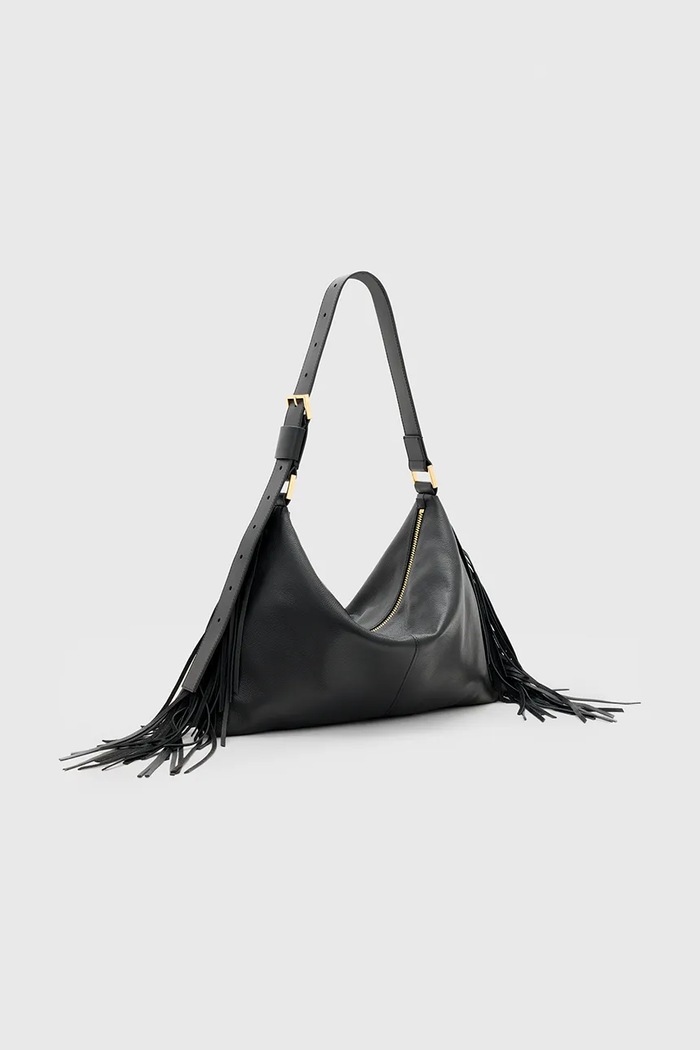 Usnjena torbica AllSaints EDBURY W121XC črna SS25
