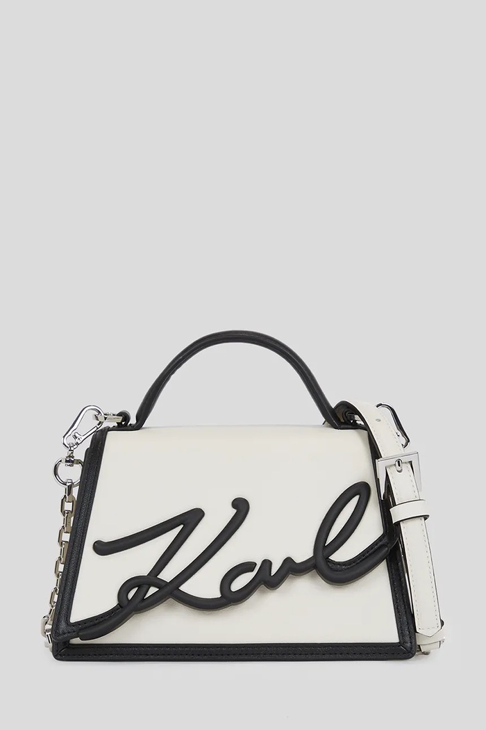 Usnjena torbica Karl Lagerfeld Ne ustreza A4 bela A1W30224