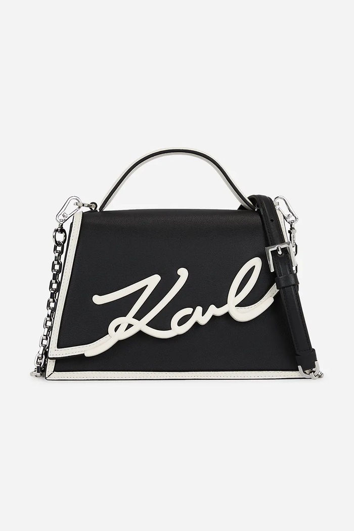 Kožená kabelka Karl Lagerfeld K/SIGNATURE usňová koža čierna A1W30224