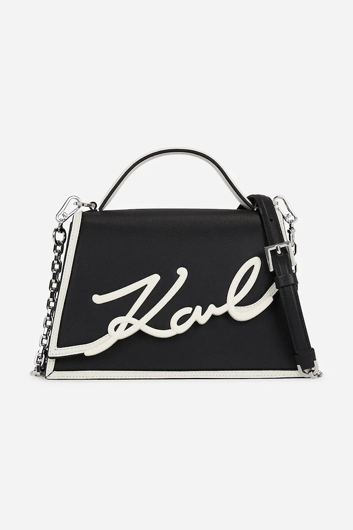 Kožená kabelka Karl Lagerfeld K/SIGNATURE usňová koža čierna A1W30224
