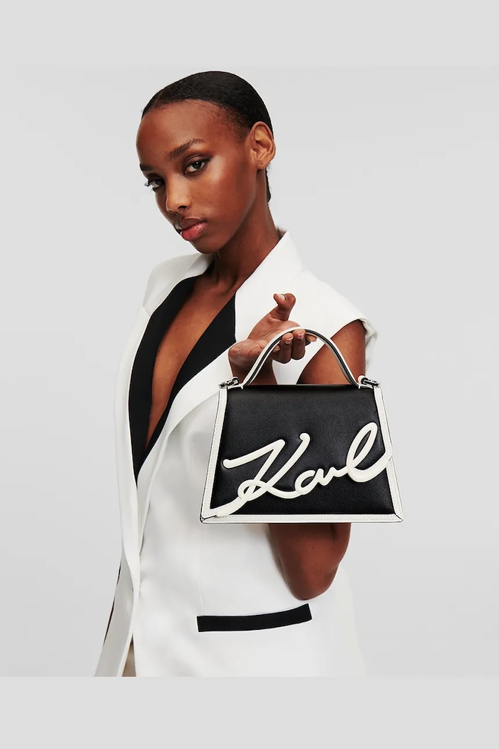 Kožená kabelka Karl Lagerfeld K/SIGNATURE A1W30224 čierna