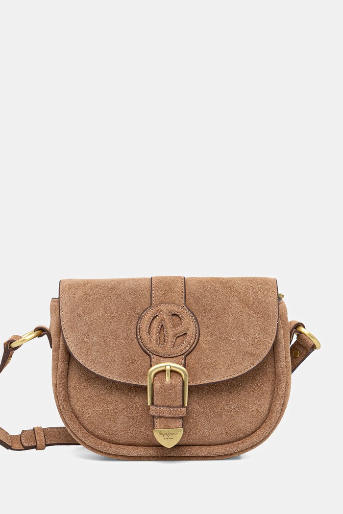 Pepe Jeans torebka zamszowa CRISHA PURE nie mieści A4 brązowy PL031641
