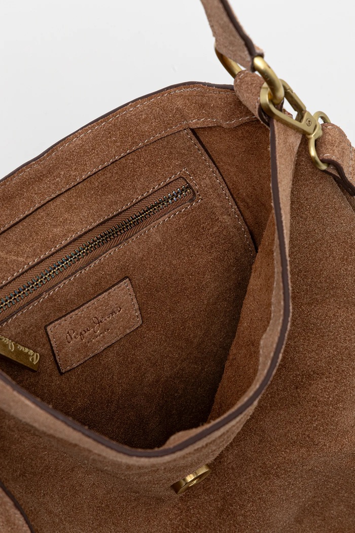 Pepe Jeans geantă de mână din piele întoarsă CASSIDY SUEDE maro PL031654