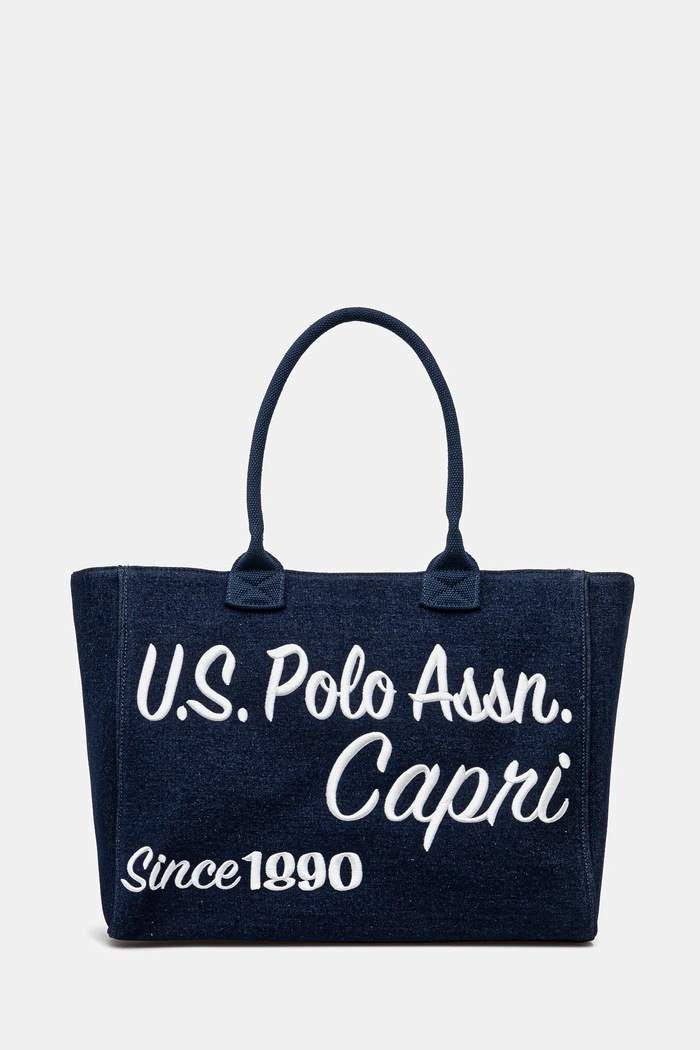 Bavlnená taška U.S. Polo Assn. Pool nášivka tmavomodrá BEU2P8697WCO