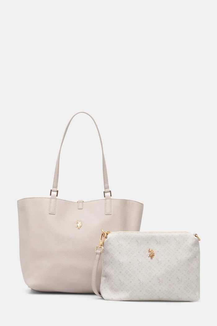 U.S. Polo Assn. torebka shopper damska z imitacji skóry Malibu nie mieści A4 beżowy BEUM08707WVP