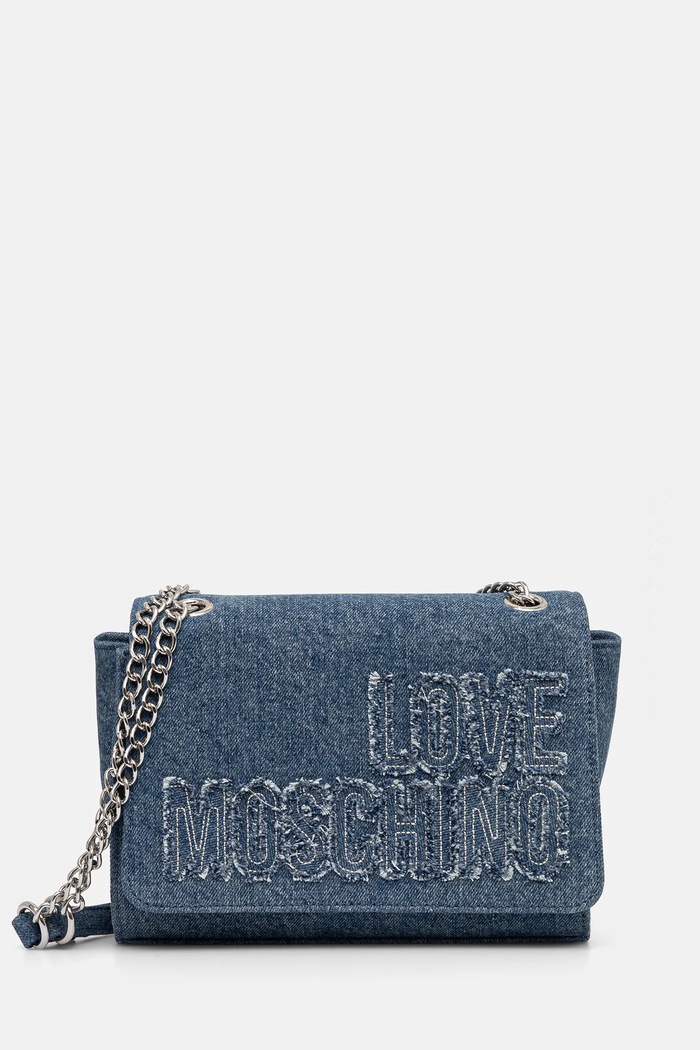 Love Moschino geantă de blugi nu incape in A4 albastru JC4245PP0MKM0750