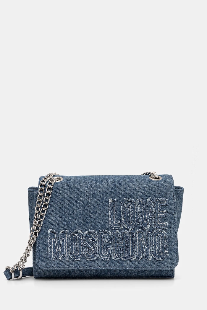 Love Moschino geantă de blugi nu incape in A4 albastru JC4245PP0MKM0750