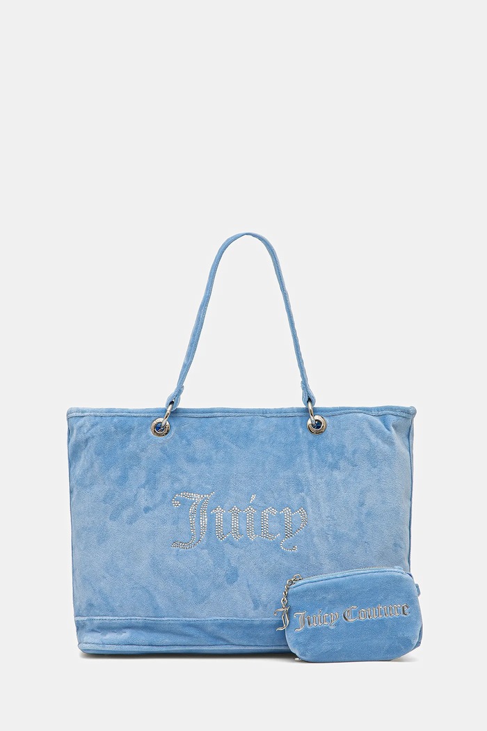 Juicy Couture torebka tote damska welurowa Kimberly tekstylny niebieski BEJQL8761WPO