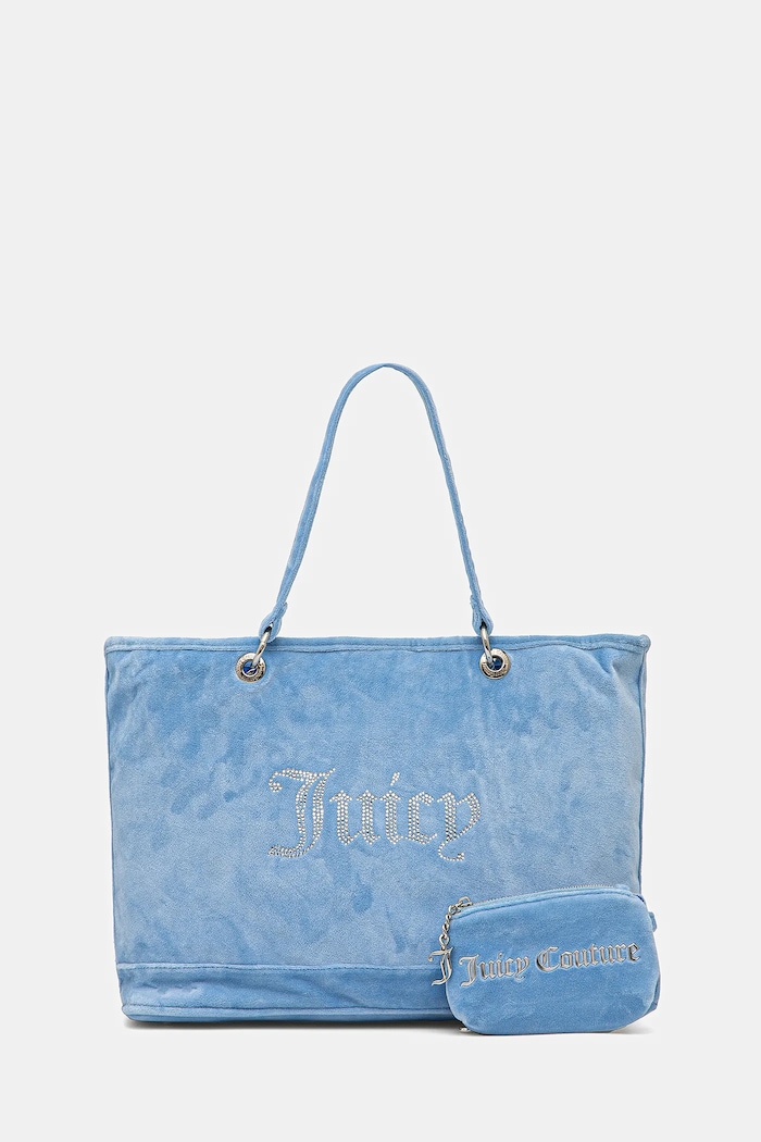 Juicy Couture torebka tote damska welurowa Kimberly tekstylny niebieski BEJQL8761WPO