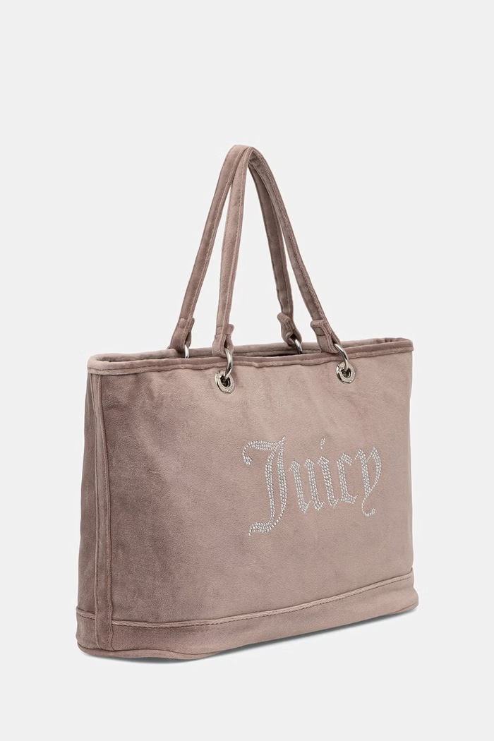 Juicy Couture torebka tote damska welurowa Kimberly BEJQL8761WPO beżowy AA00
