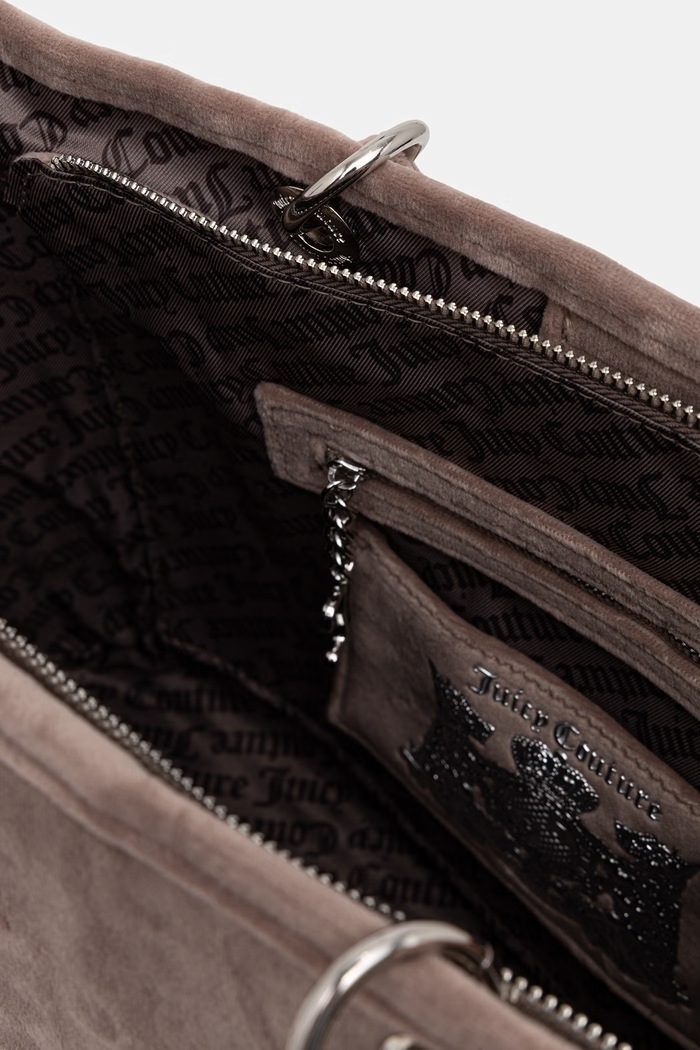 Juicy Couture torebka tote damska welurowa Kimberly BEJQL8761WPO beżowy