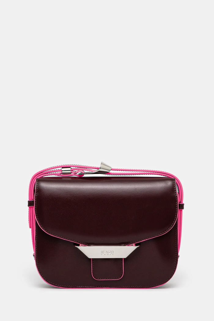 Kenzo geantă de piele uni burgundia FF52SA318L3B.24