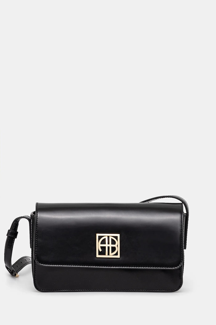 Δερμάτινη τσάντα Anine Bing Elly Crossbody Bag απλό μαύρο A.13.10242