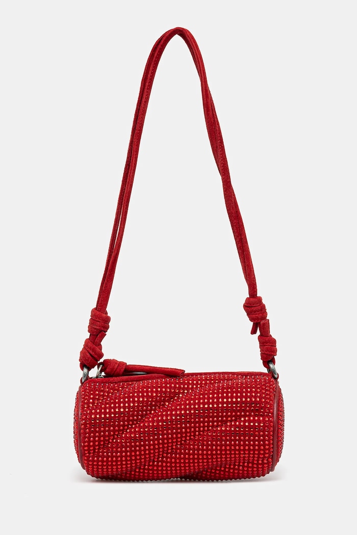 Fiorucci geantă de mana din piele întoarsă Suede Rhinestone Micro Mella nu incape in A4 rosu U01FMASL005LE05RD01