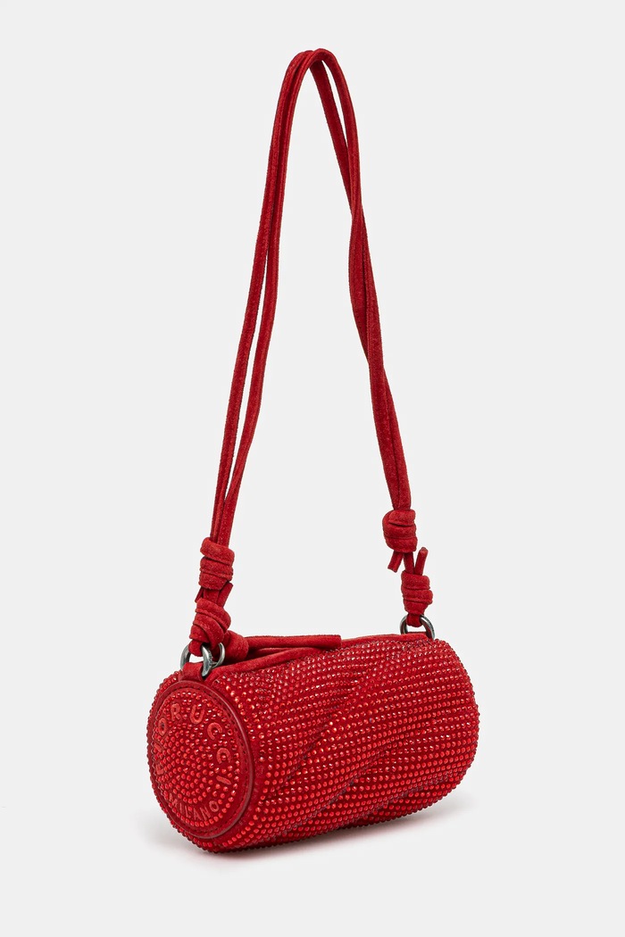 Fiorucci geantă de mana din piele întoarsă Suede Rhinestone Micro Mella U01FMASL005LE05RD01 rosu SS25