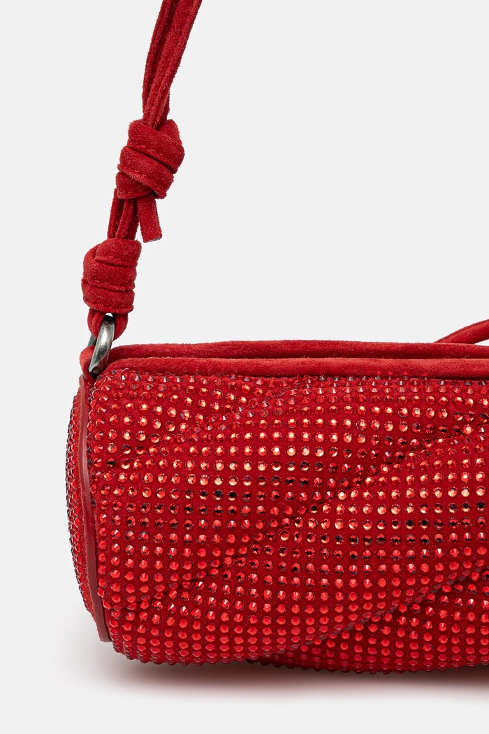 Accesorii Fiorucci geantă de mana din piele întoarsă Suede Rhinestone Micro Mella U01FMASL005LE05RD01 rosu