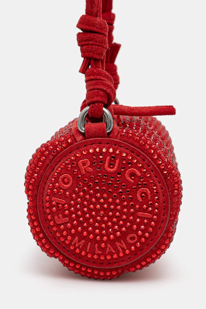 Fiorucci geantă de mana din piele întoarsă Suede Rhinestone Micro Mella rosu U01FMASL005LE05RD01