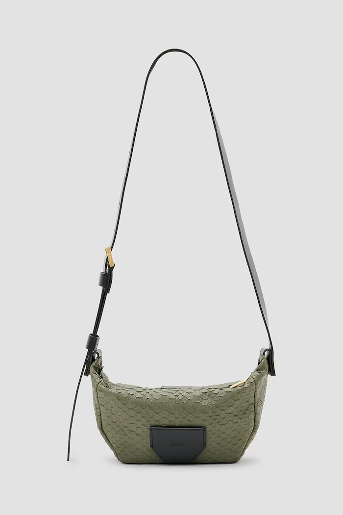 AllSaints geantă de piele MADEA SNAKE uni verde W092XC