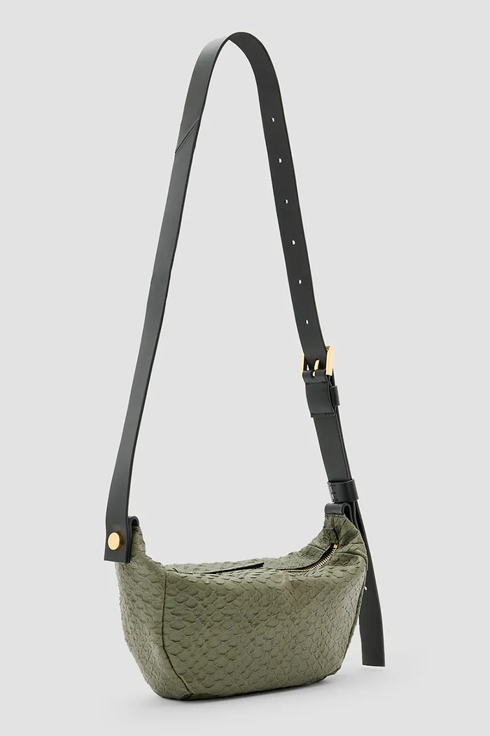 Accesorii AllSaints geantă de piele MADEA SNAKE W092XC verde