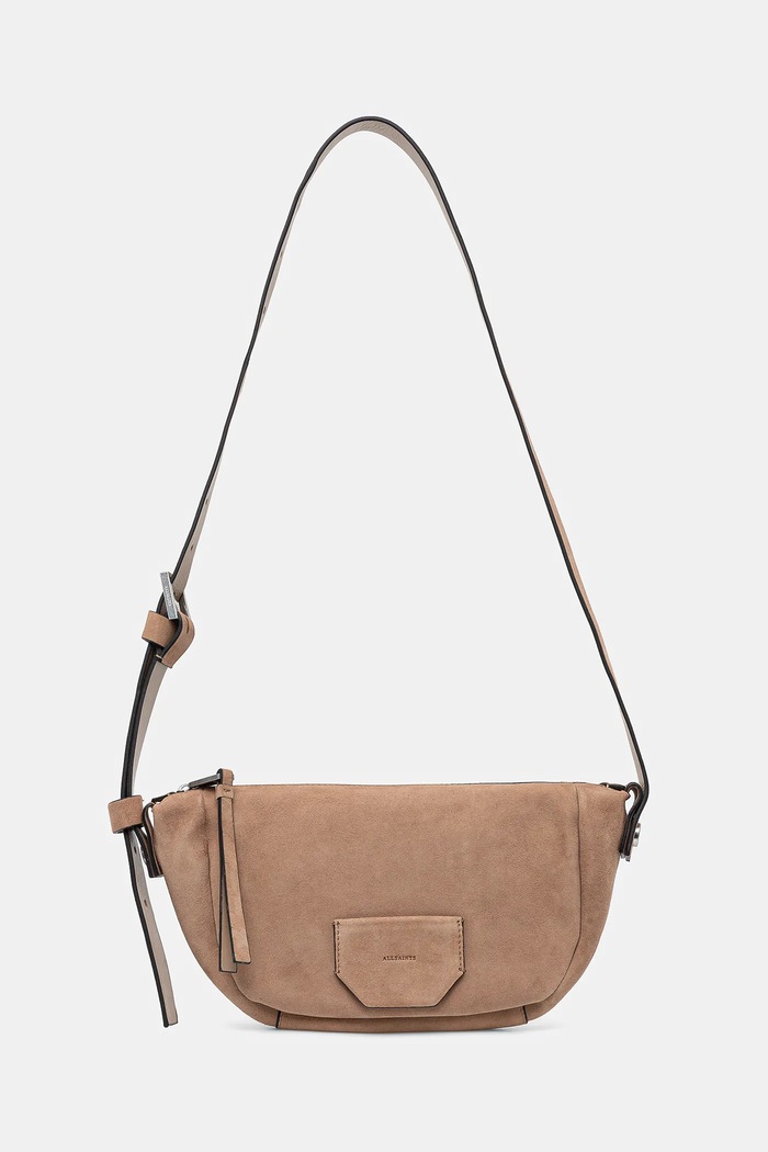 Semišová kabelka AllSaints MADEA SUEDE semišová koža béžová W096XC