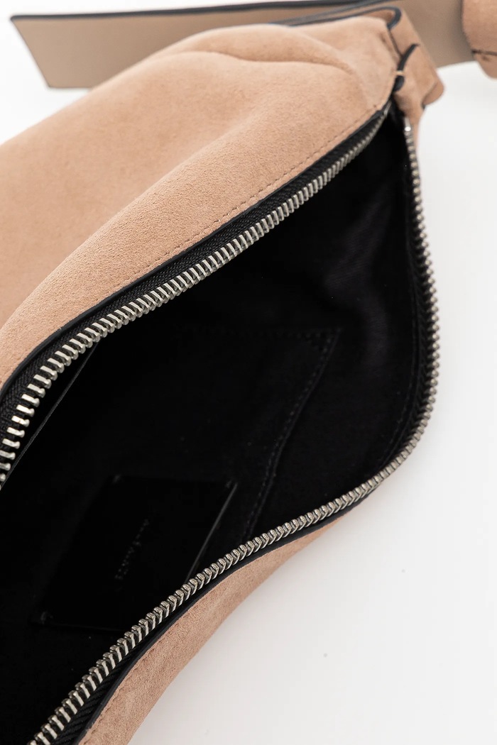 Semišová kabelka AllSaints MADEA SUEDE W096XC béžová