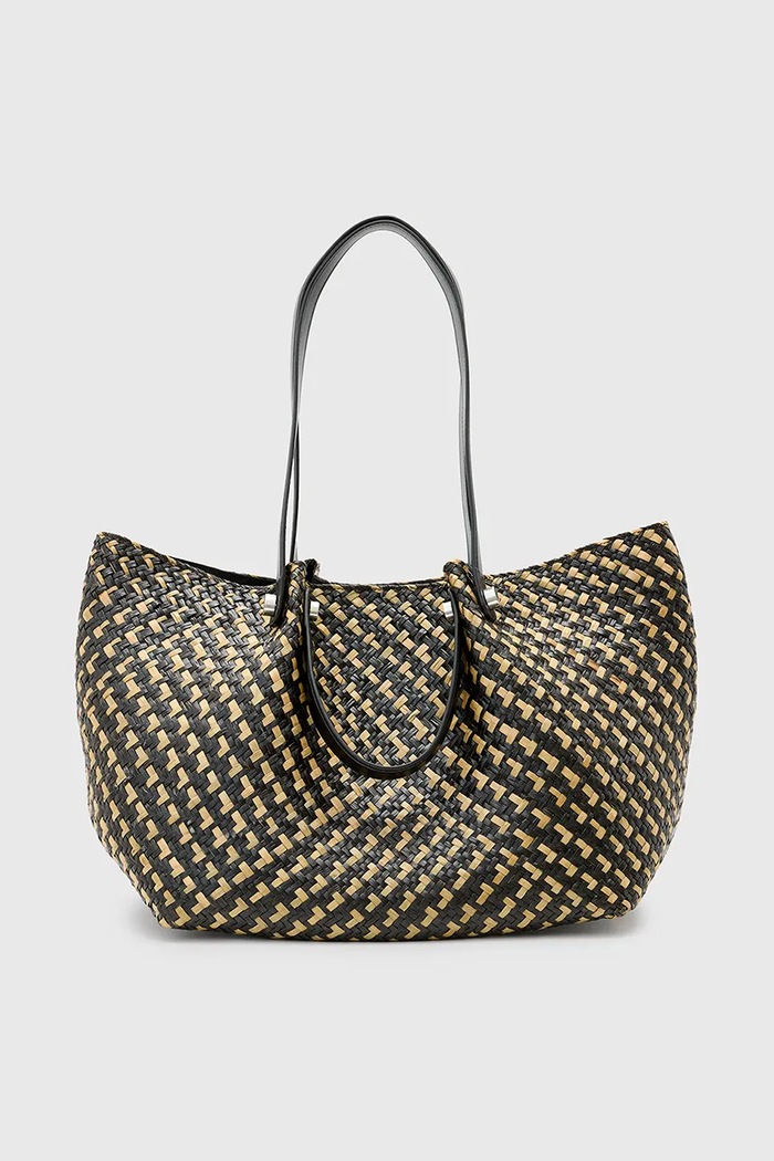 AllSaints geantă ALLINGTON STRAW nu incape in A4 negru W120XC