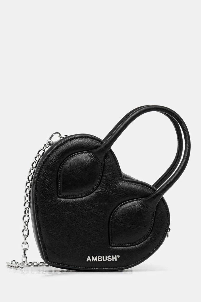 Шкіряна сумочка Heart Top Handle Bag гладкий чорний 12115033